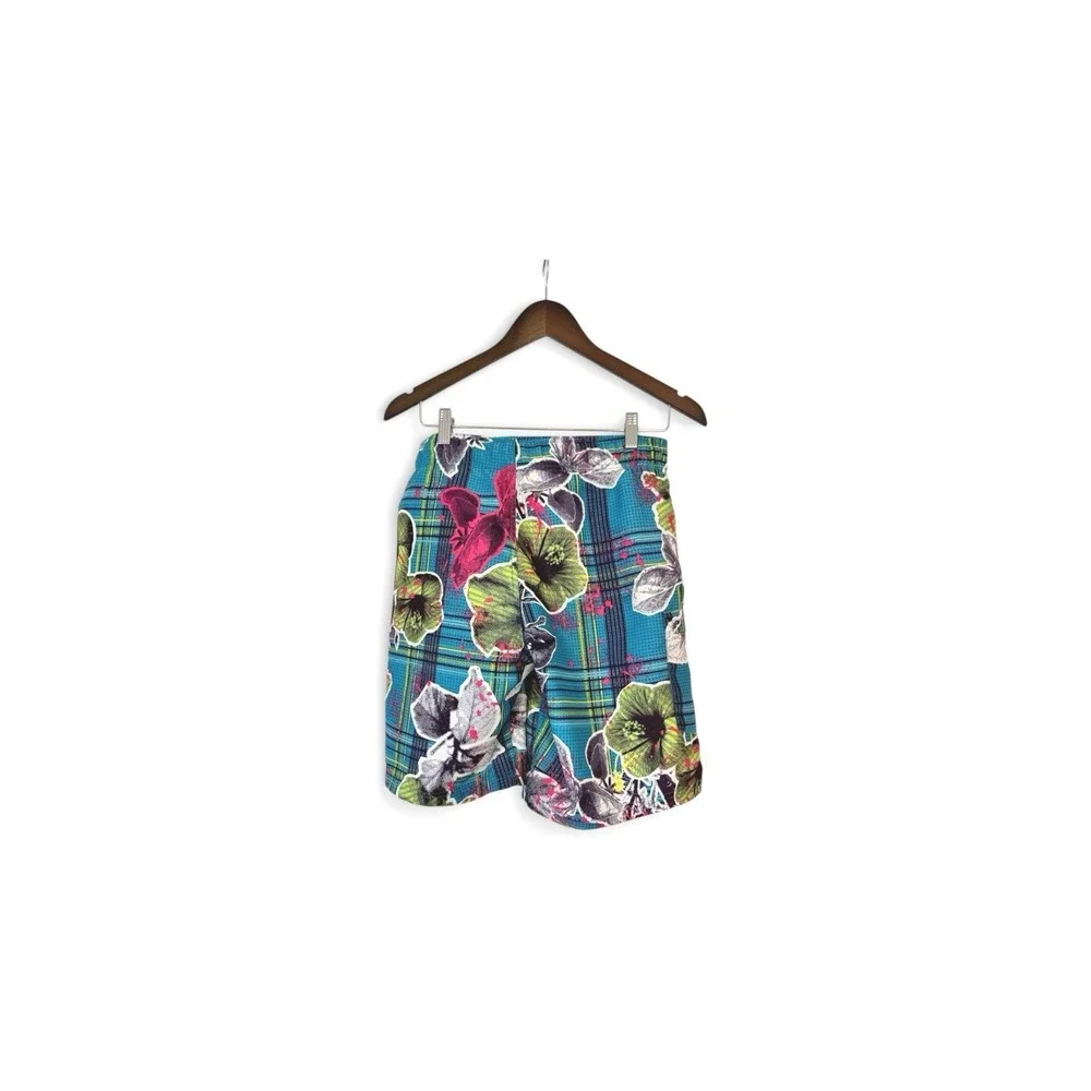 Joe‎ Boxer Mens Swim Trunks Blue Plaid Floral Tropical Board Shorts Small S/C